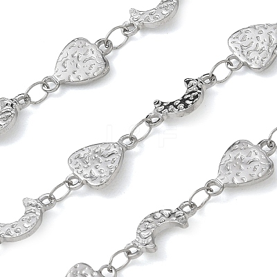Hammered 304 Stainless Steel Triangle & Moon Link Chains SA-CBA21A8-01P-03-1