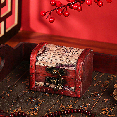 2Pcs Retro Wooden Jewelry Storage Boxes with Latch Clasps OBOX-DJ0001-03B-1
