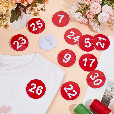 1 Set Round ABS Plastic Number Brooches Sets JEWB-OC0001-02B-1
