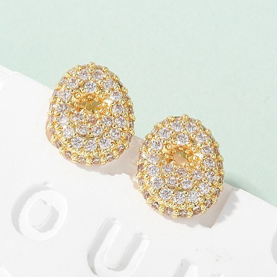 Brass Micro Pave Cubic Zirconia Stud Earrings EJEW-Z091-04G-O-1
