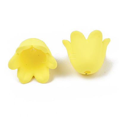 Rubberized Style Opaque Acrylic Bead Caps ACRP-T010-01E-1