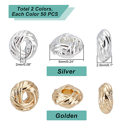 100Pcs 2 Colors Alloy Beads FIND-PH0008-58-1