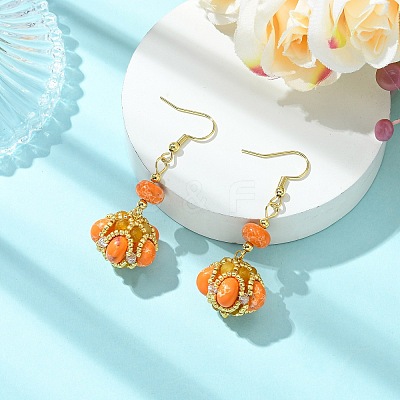 Glass Seed Bead and Synthetic Imperial Jasper Dangle Earrings EJEW-MZ00743-02-1