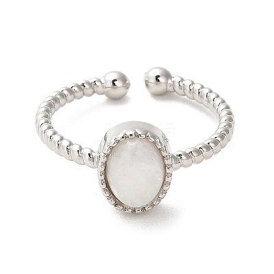 Natural Moonstone Open Cuff Ring RJEW-M166-04P-A-1