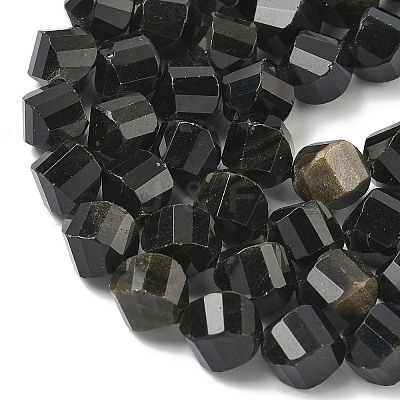 Natural Golden Sheen Obsidian Beads Strands G-C267-B18-1