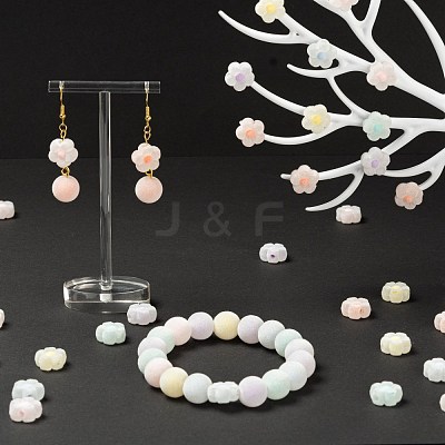 30Pcs Flocky Acrylic Beads MACR-FS0001-07-1