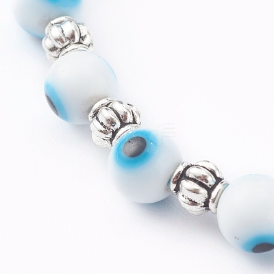 Handmade Round Evil Eye Lampwork Beaded Stretch Bracelets BJEW-JB05974-1