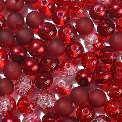 100Pcs Transparent Frosted Glass Beads Strands GLAA-CJ0002-05-1