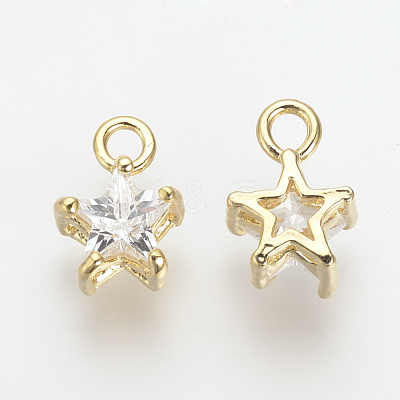 Brass Cubic Zirconia Charms KK-R015-108G-1