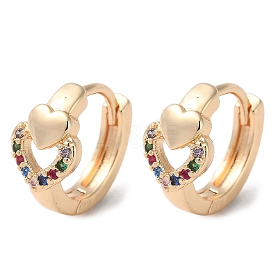 Rack Plating Brass Micro Pave Colorful Cubic Zirconia Hoop Earrings EJEW-P238-10KCG-1