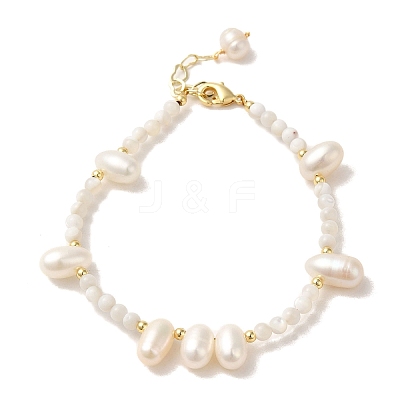 Natural Pearl & Shell Beaded Bracelets BJEW-C051-19G-1