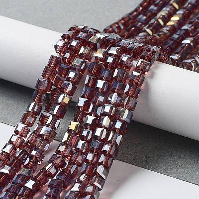 Electroplate Glass Beads Strands EGLA-R030-4x4mm-09-1