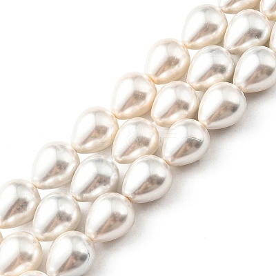 Teardrop Shell Pearl Bead Strands BSHE-L015-12x16-01-1