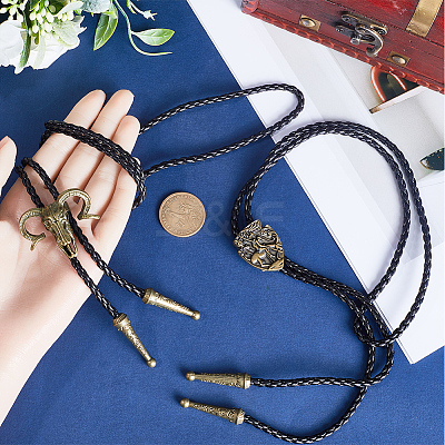 2Pcs 2 Style Imitation Leather Cords Bolo Ties NJEW-GF0001-08-1
