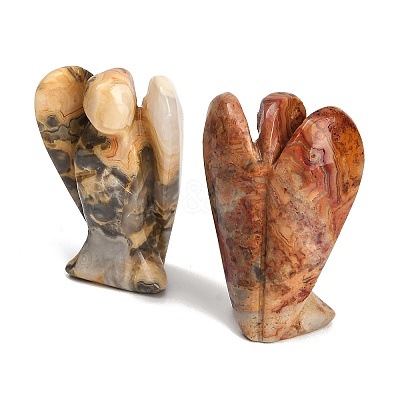 Natural Crazy Agate Carved Angel Figurines G-O200-03J-05-1