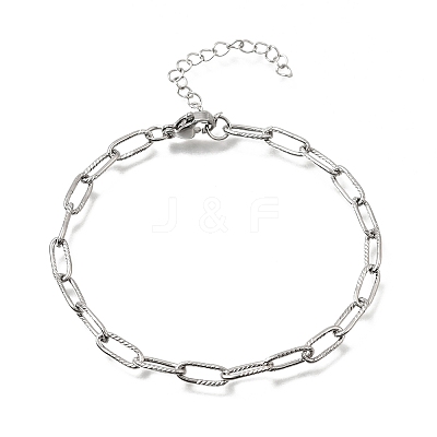 4MM 304 Stainless Steel Textured Paperclip Chain Bracelets for Man and Women SA-CBAB767-11P-1