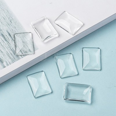 Transparent Rectangle Glass Cabochons GGLA-R025-25x18-1