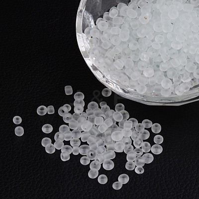 6/0 Frosted Round Glass Seed Beads X-SEED-A008-4mm-M1-1
