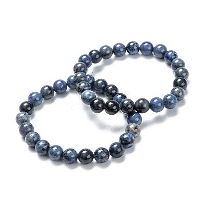 Natural Dumortierite Stretch Beaded Bracelets G-A185-01G-1