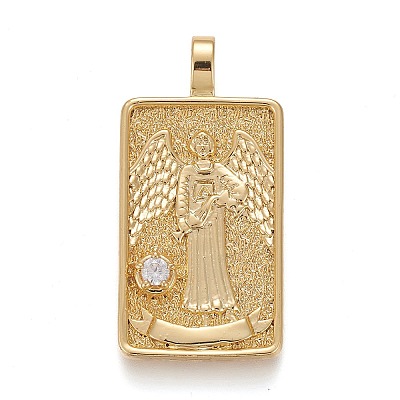 Brass Micro Pave Clear Cubic Zirconia Pendants X-ZIRC-Z004-01A-1