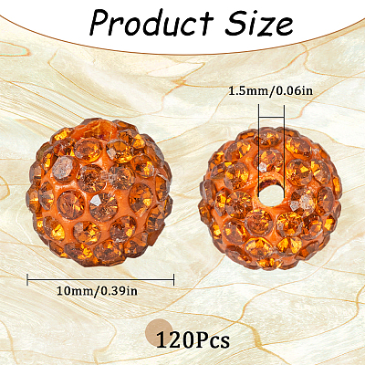 120Pcs Pave Disco Ball Beads RB-SC0001-13B-1