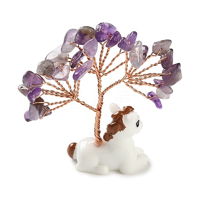 Natural Amethyst Chips Tree of Life Decorations DJEW-A017-01I-1