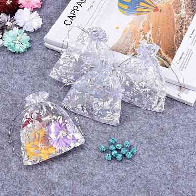 Rose Printed Organza Bags OP-R021-10x12-03-1