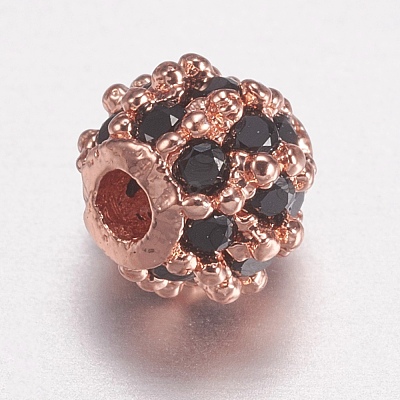 Brass Micro Pave Cubic Zirconia Beads ZIRC-E143-17RG-B-1