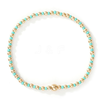 Glass Seed Beads & CCB Beads Stretch Bracelets TB4137-17-1