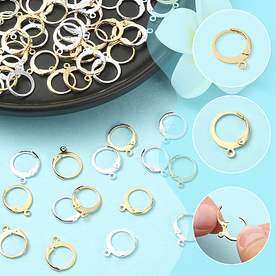 80Pcs 2 Colors 304 Stainless Steel Leverback Earring Findings STAS-SC0010-56-1