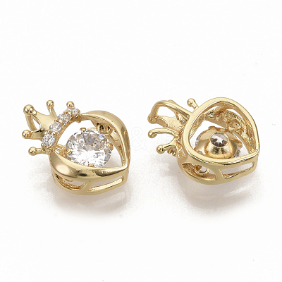 Brass Micro Pave Clear Cubic Zirconia Charms ZIRC-T011-20G-NF-1