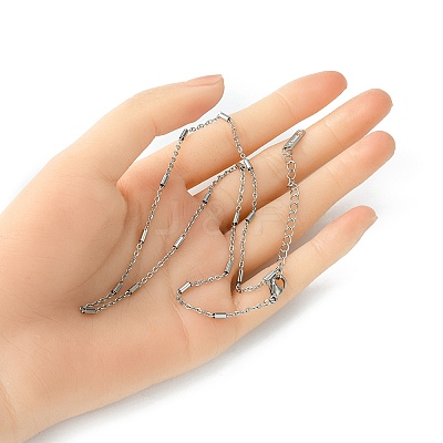 304 Stainless Steel Column Link Chain Necklace for Men Women NJEW-YW0001-15-1