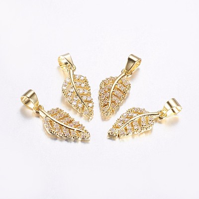 Long-Lasting Plated Brass Micro Pave Cubic Zirconia Pendants ZIRC-F069-36G-1