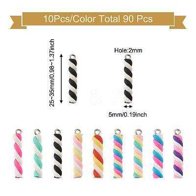 90Pcs 9 Colors Handmade Polymer Clay Pendants CLAY-CD0001-08-1