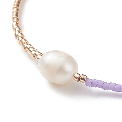 5Pcs 5 Colors Natural Pearl & Glass Seed Braided Bead Bracelets Set for Women BJEW-JB08888-1
