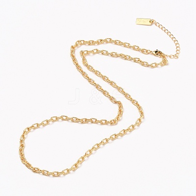 Brass Cable Chain Necklaces NJEW-H206-16G-1