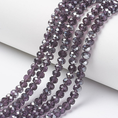Electroplate Transparent Glass Beads Strands EGLA-A034-T6mm-E17-1