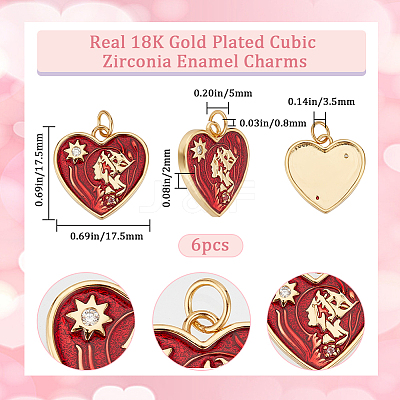 6Pcs Rack Plating Brass Micro Pave Cubic Zirconia Pendants KK-BBC0010-99-1