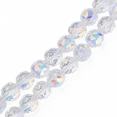 Electroplate Transparent Glass Beads Strands X-EGLA-N002-34A-C03-1