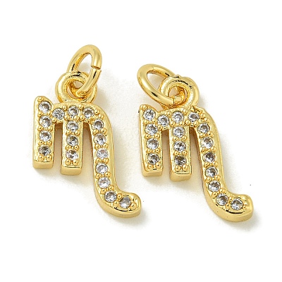 Rack Plating Brass Micro Pave Cubic Zirconia Pendants KK-K386-02A-G-1
