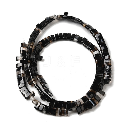 Natural Dyed & Heated Black Banded Agate/Striped Agate Beads Strands G-Z045-A12-01-1