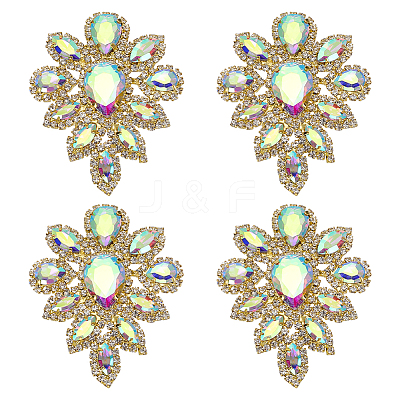 4Pcs Teardrop Shape Hotfix Rhinestone Iron on Patches PATC-FG0002-25B-1