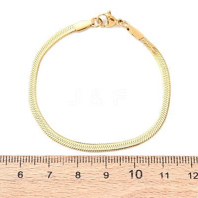 304 Stainless Steel Flat Snake Chain Bracelets BJEW-C134-01A-G-1