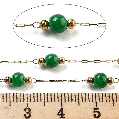 Handmade Round Dyed Natural Malaysia Jade Beaded Chains CHS-P019-08G-E-1