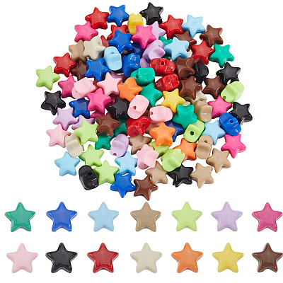 140Pcs 14 Colors Luminous Opaque Acrylic Beads SACR-SC0001-50-1