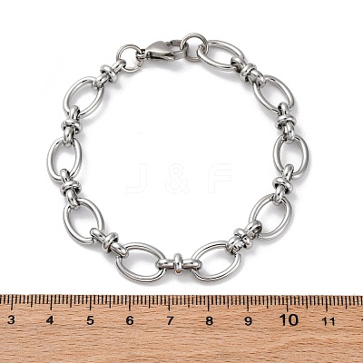 Tarnish Resistant 304 Stainless Steel Oval Link Chain Bracelets X-BJEW-Z011-12P-1