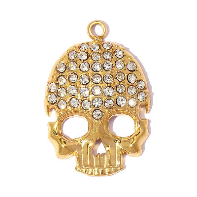 304 Stainless Steel with Crystal Rhinestone Pendants RB-OY001-11G-1