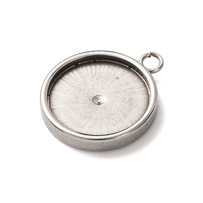 201 Stainless Steel Pendant Cabochon Settings STAS-D379-04E-P-1