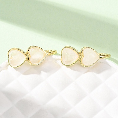 Valentine's Day Heart Natural Quartz Crystal Stud Earrings EJEW-T053-01G-08-1
