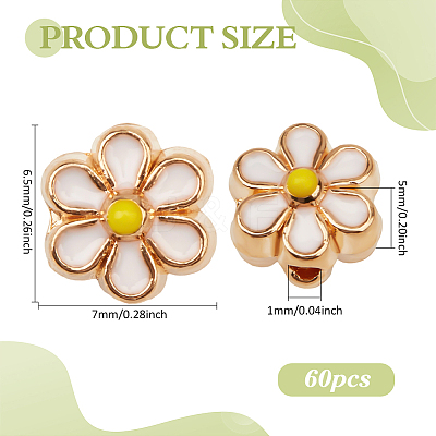 60Pcs Light Gold Tone Alloy Enamel Beads ENAM-PH0003-26B-1